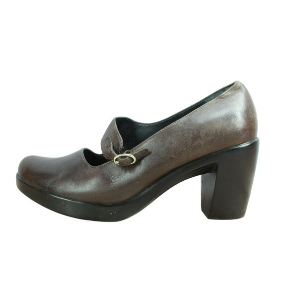 Dansko Tara Brown Leather Adjustable Mary Jane Heel Pump Shoes Size 37 US 7 - Picture 1 of 9